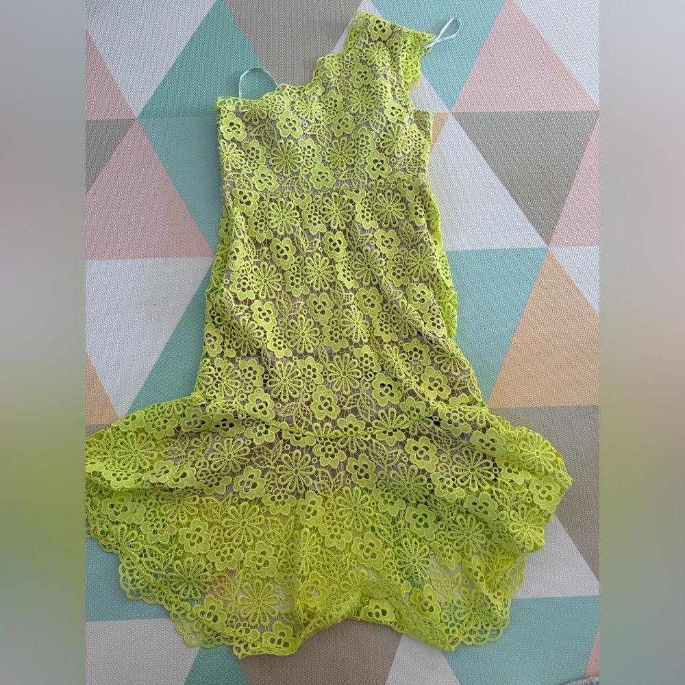 Karen Millen Vibrant Yellow One-Shoulder Lace Prom/Formal Dress Size 10 NWT - Picture 10 of 13